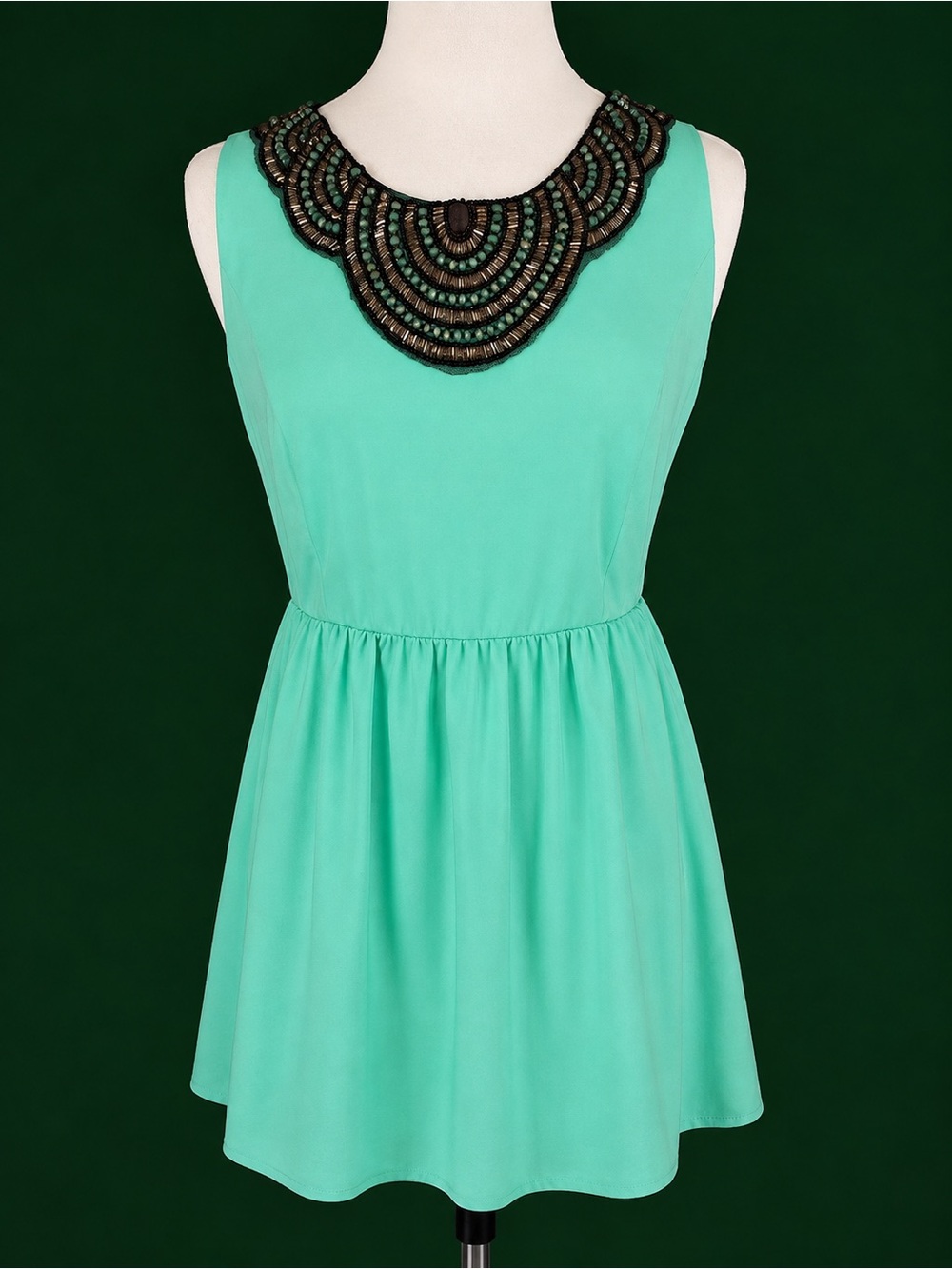 Emmelle Mint Green Beaded Neckline Fit & Flare Dress M NWT